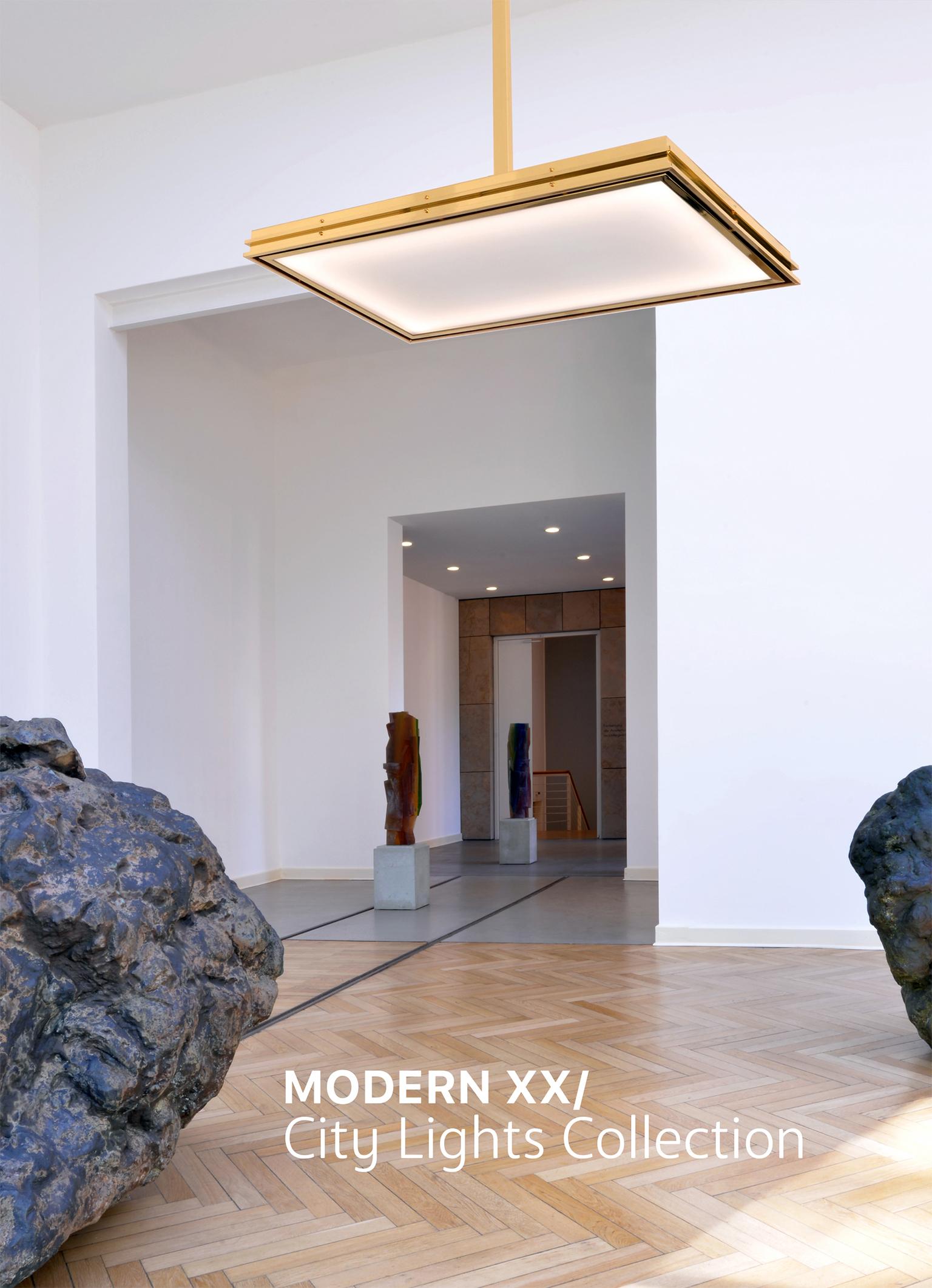 Modernist UFO Pendant Light, Nickel Plated Brass, Etched Opal Glass, Bespoke For Sale 3