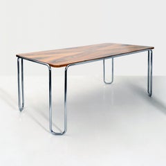 Modernist Ultra-Thin Tubular-Steel Table, Veneered Top, Customisable, GMD Berlin