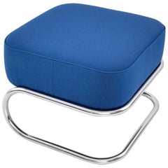 Custom-Made Tubular Steel Stool, Chrome Plated Tubular Steel, Fabric Upholstery
