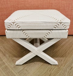 Modernist Upholstered X-Bench by Pierre Prey and Christian Astuguevieille