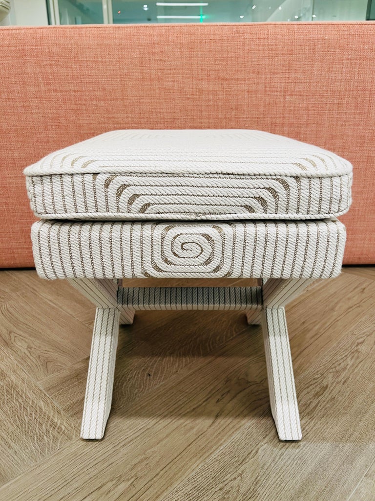 Modernist Upholstered X-Bench by Pierre Prey and Christian Astuguevieille In Excellent Condition In Fort Lauderdale, FL