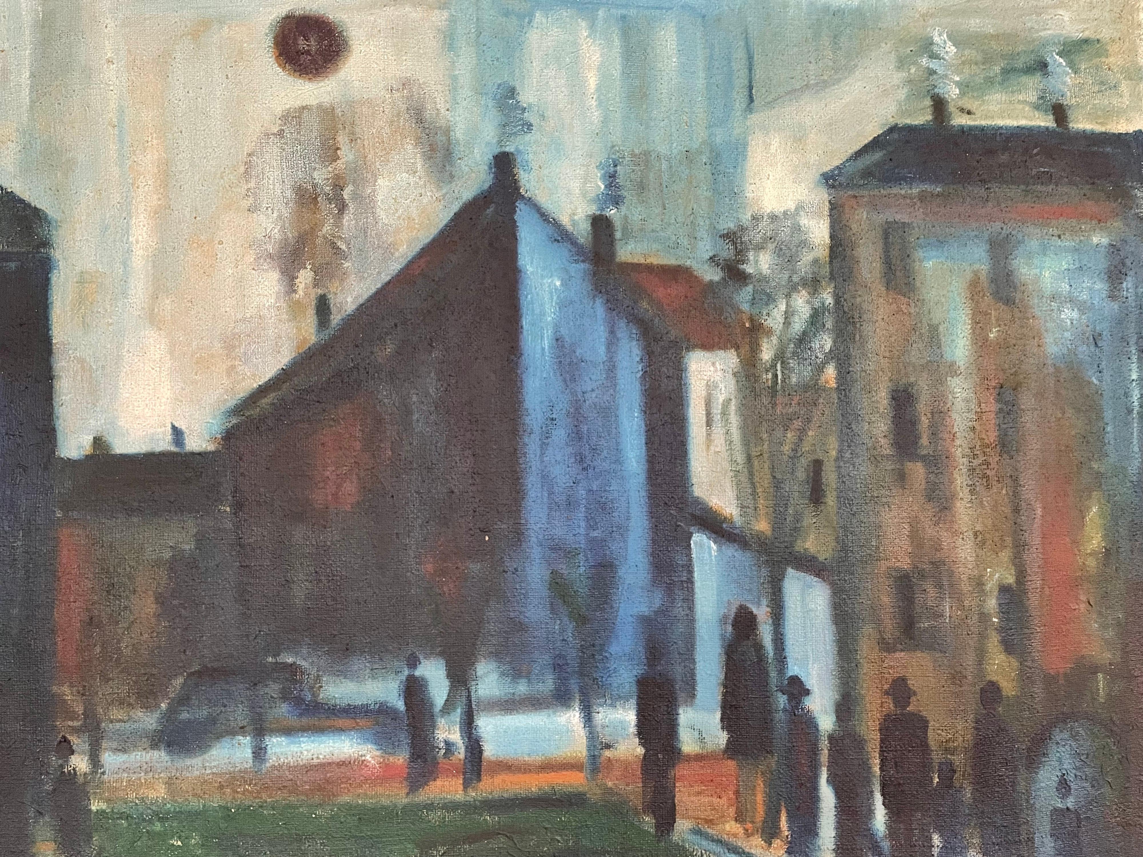 Danish Modernist Urban Motif from 1956 of Copenhagen by Svend Aage Tauscher For Sale