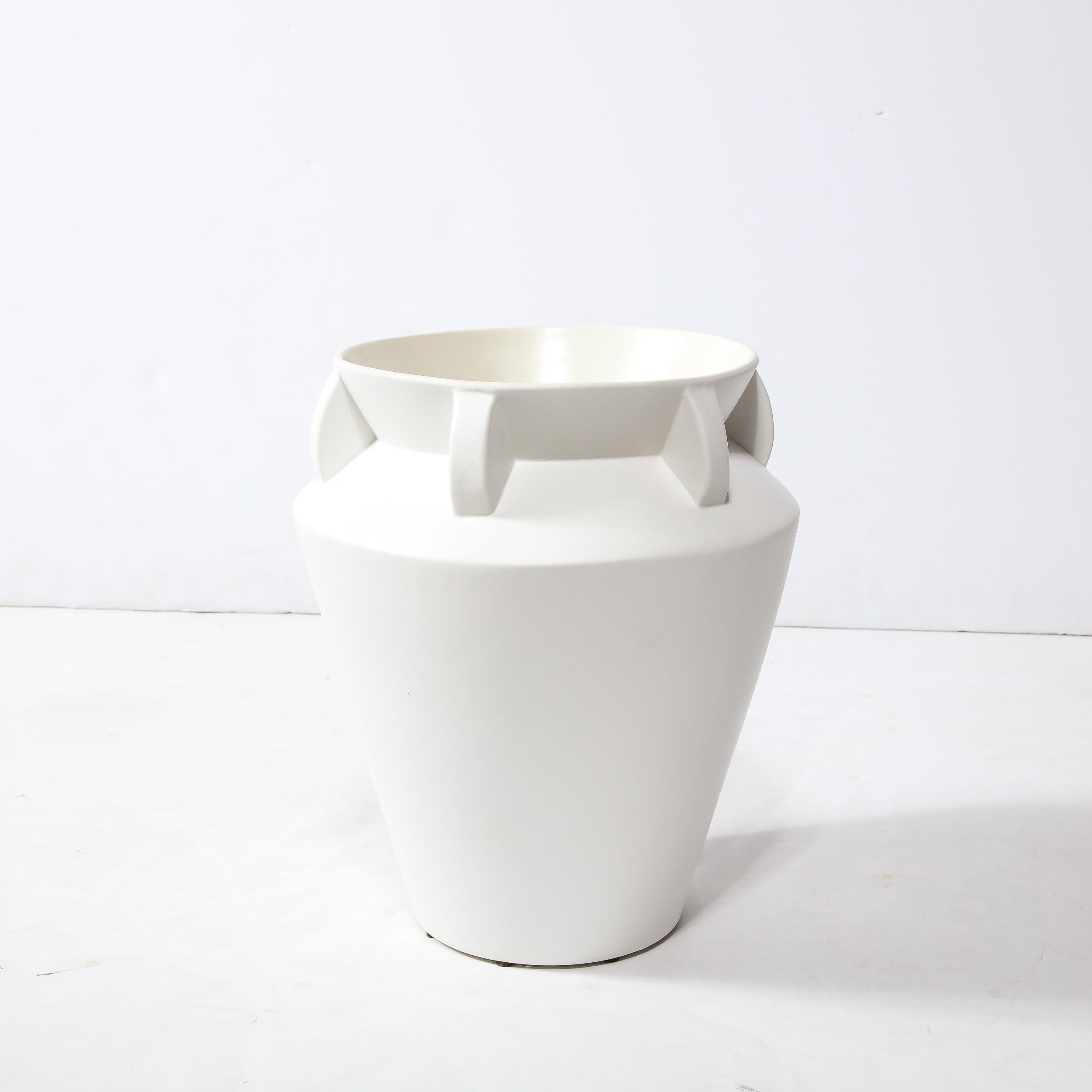 Modernist Urn Form White Ceramic Vase For Sale 4