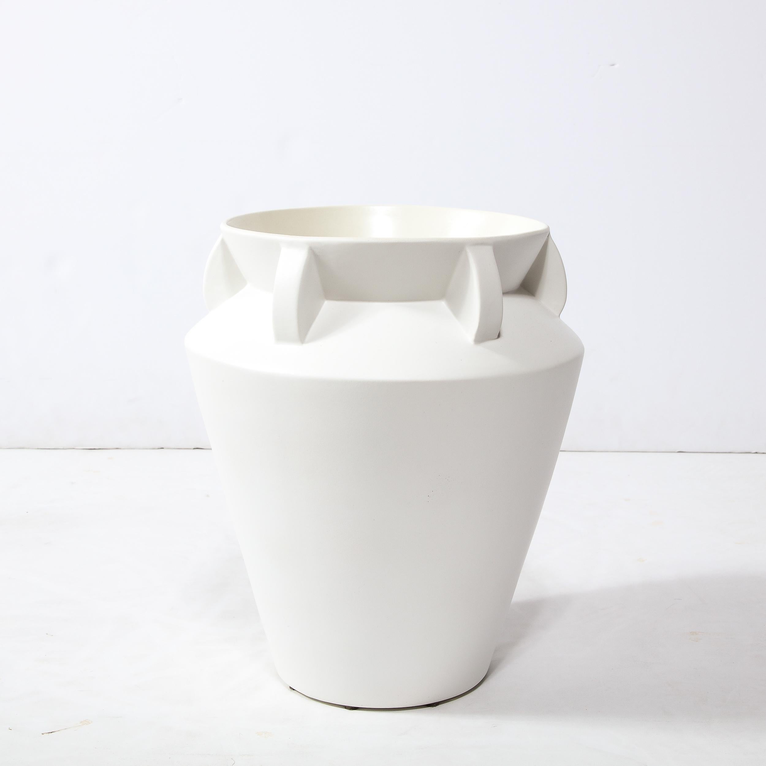20th Century Modernist Urn Form White Ceramic Vase For Sale