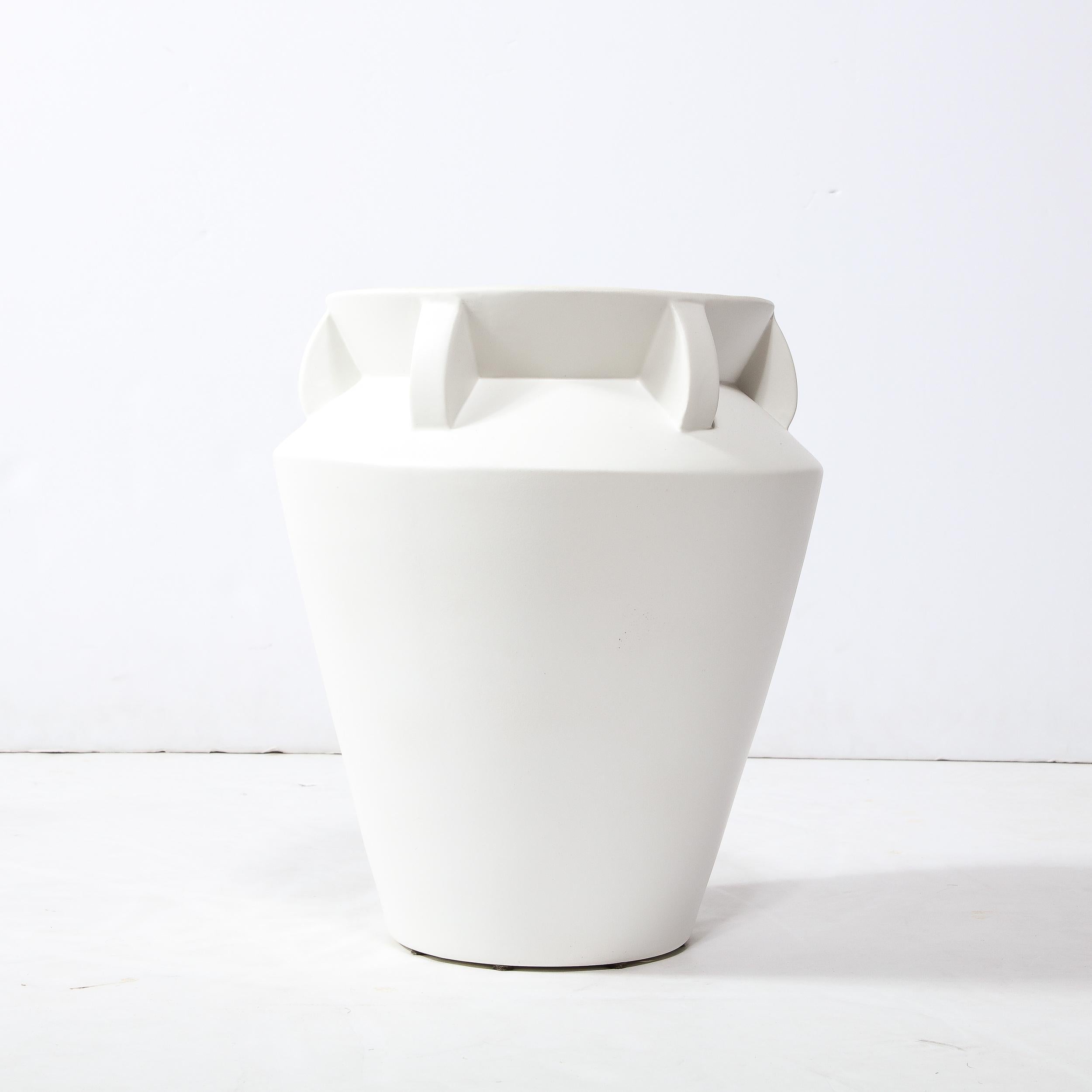 Modernist Urn Form White Ceramic Vase For Sale 1
