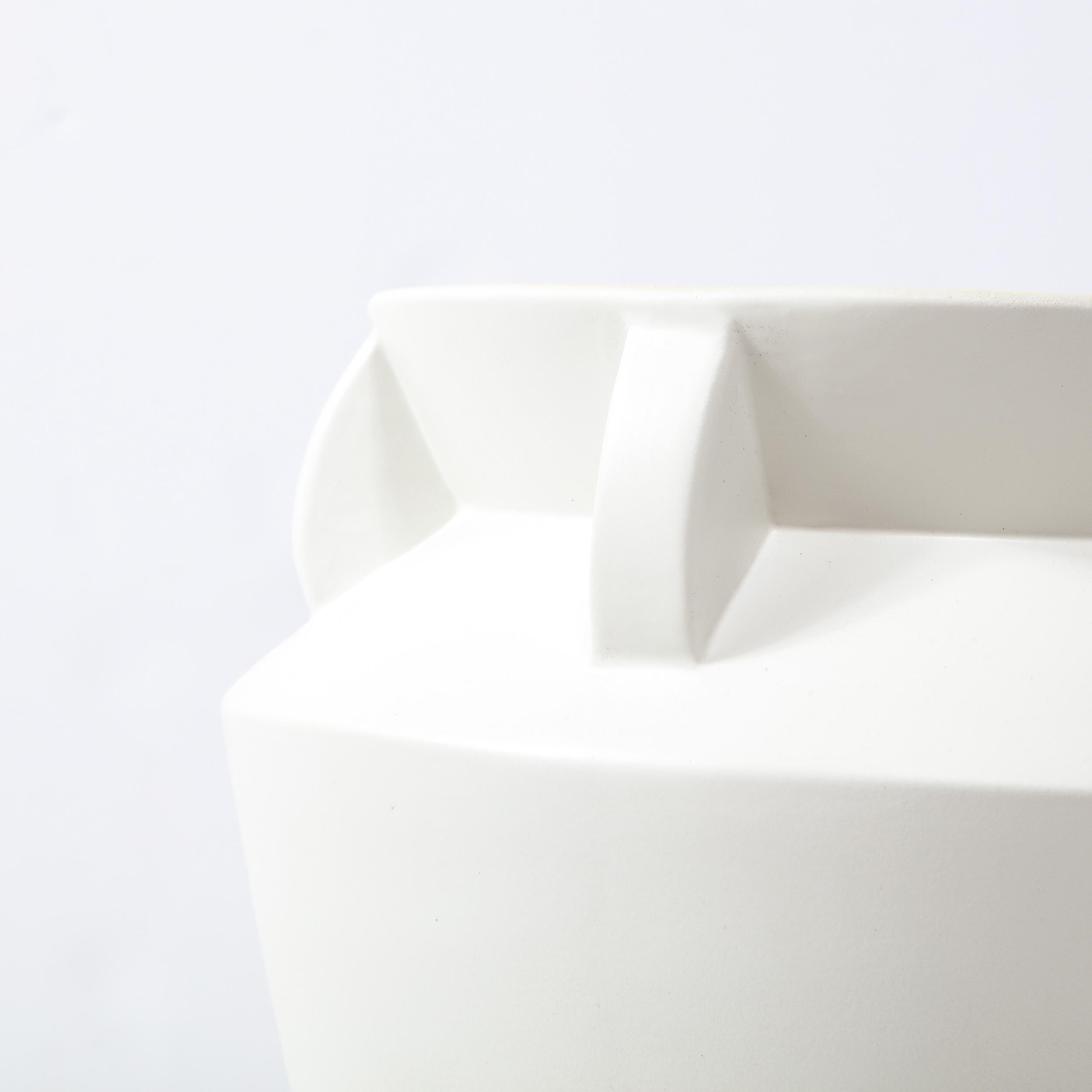 Modernist Urn Form White Ceramic Vase For Sale 2