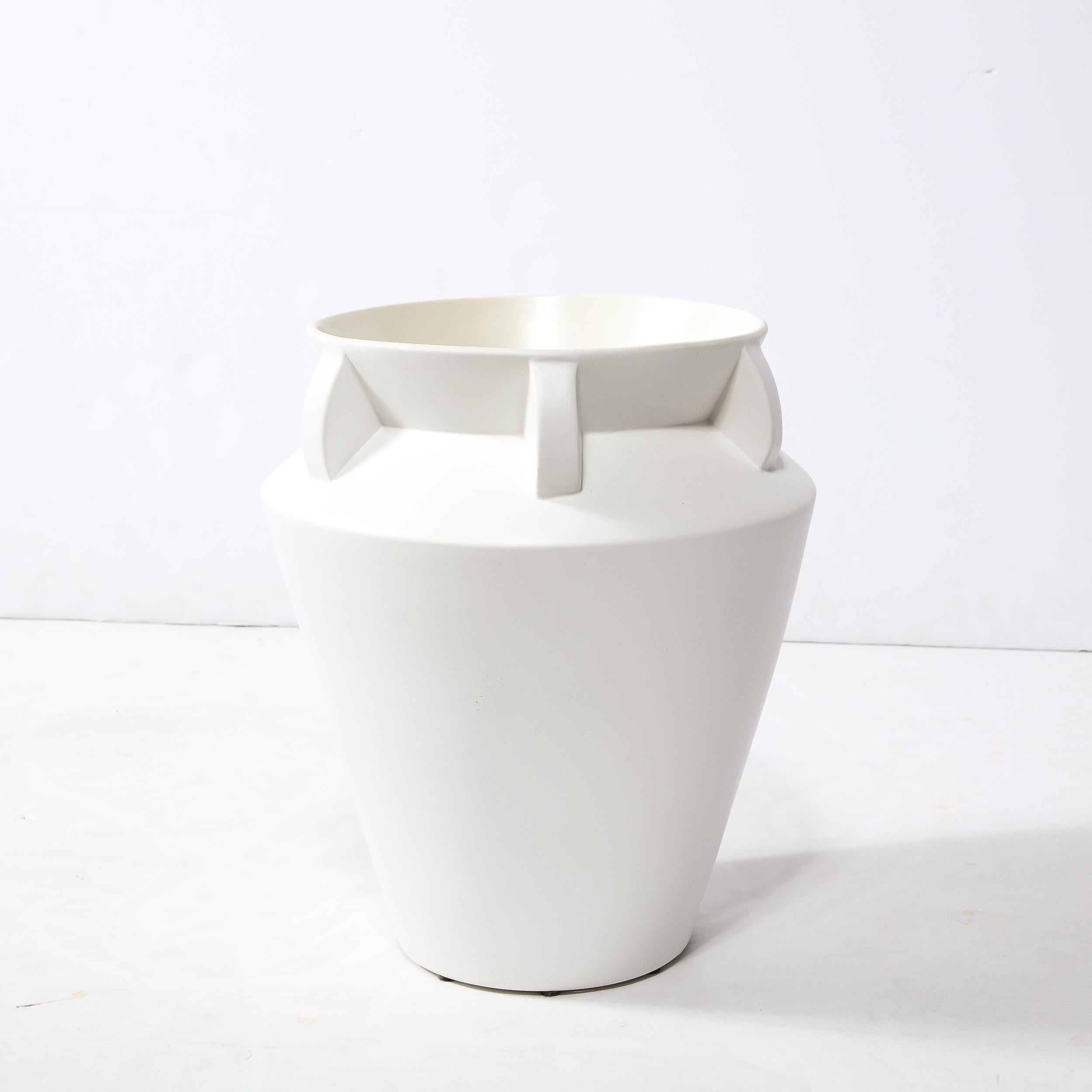 Modernist Urn Form White Ceramic Vase For Sale 3