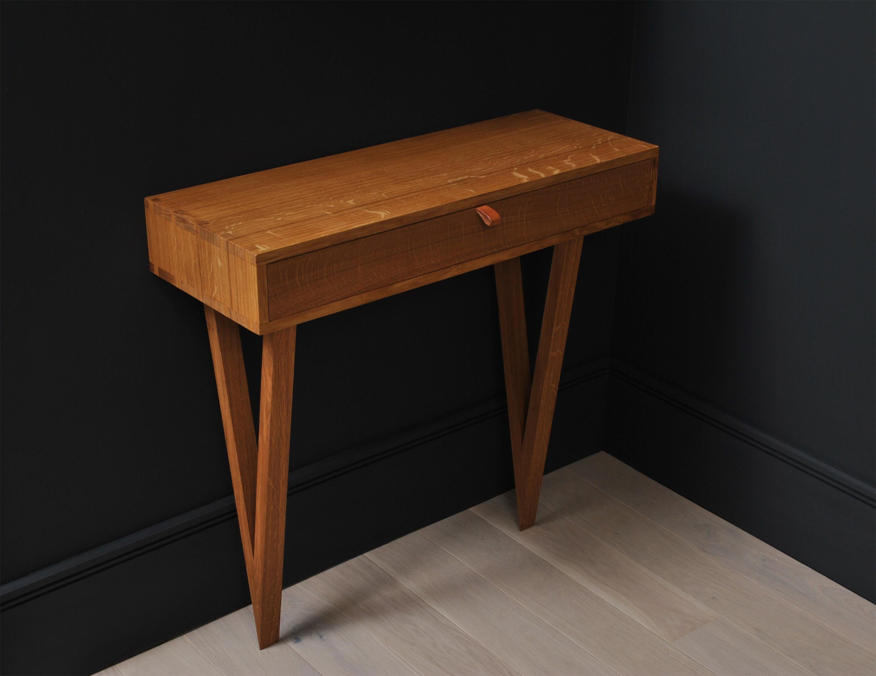 Contemporary Modernist Vanity Table, Handcrafted English Oak For Sale