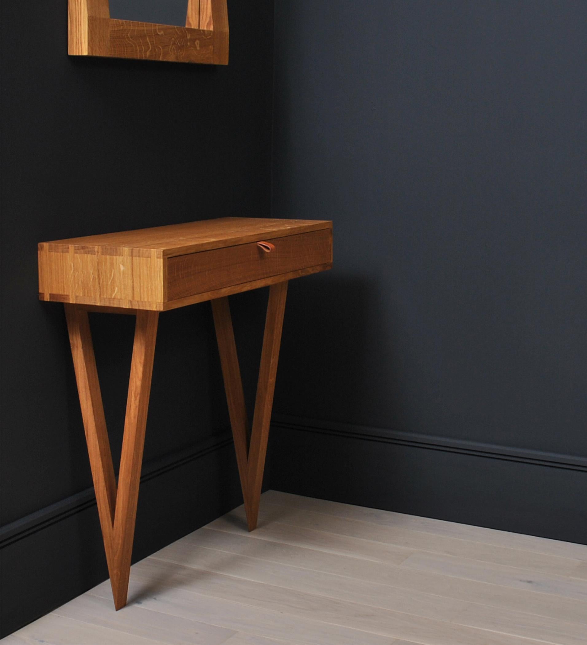 Modernist Vanity Table, Handcrafted English Oak For Sale 1