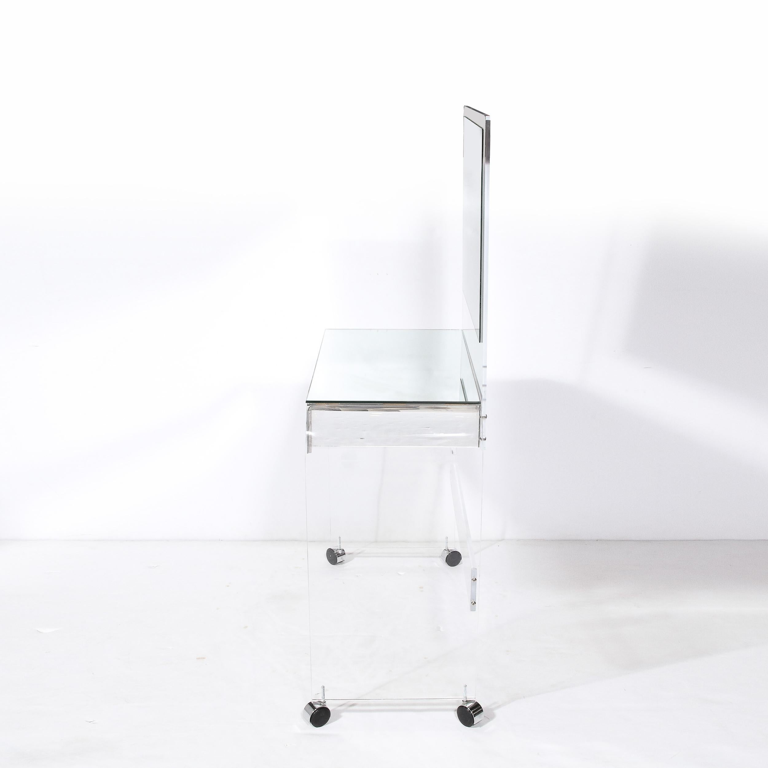 Modernist Vanity Table in Lucite & Mirrored Glass For Sale 1