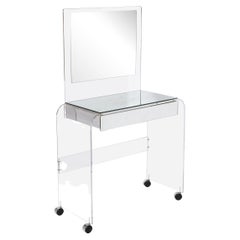 Modernist Vanity Table in Lucite & Mirrored Glass