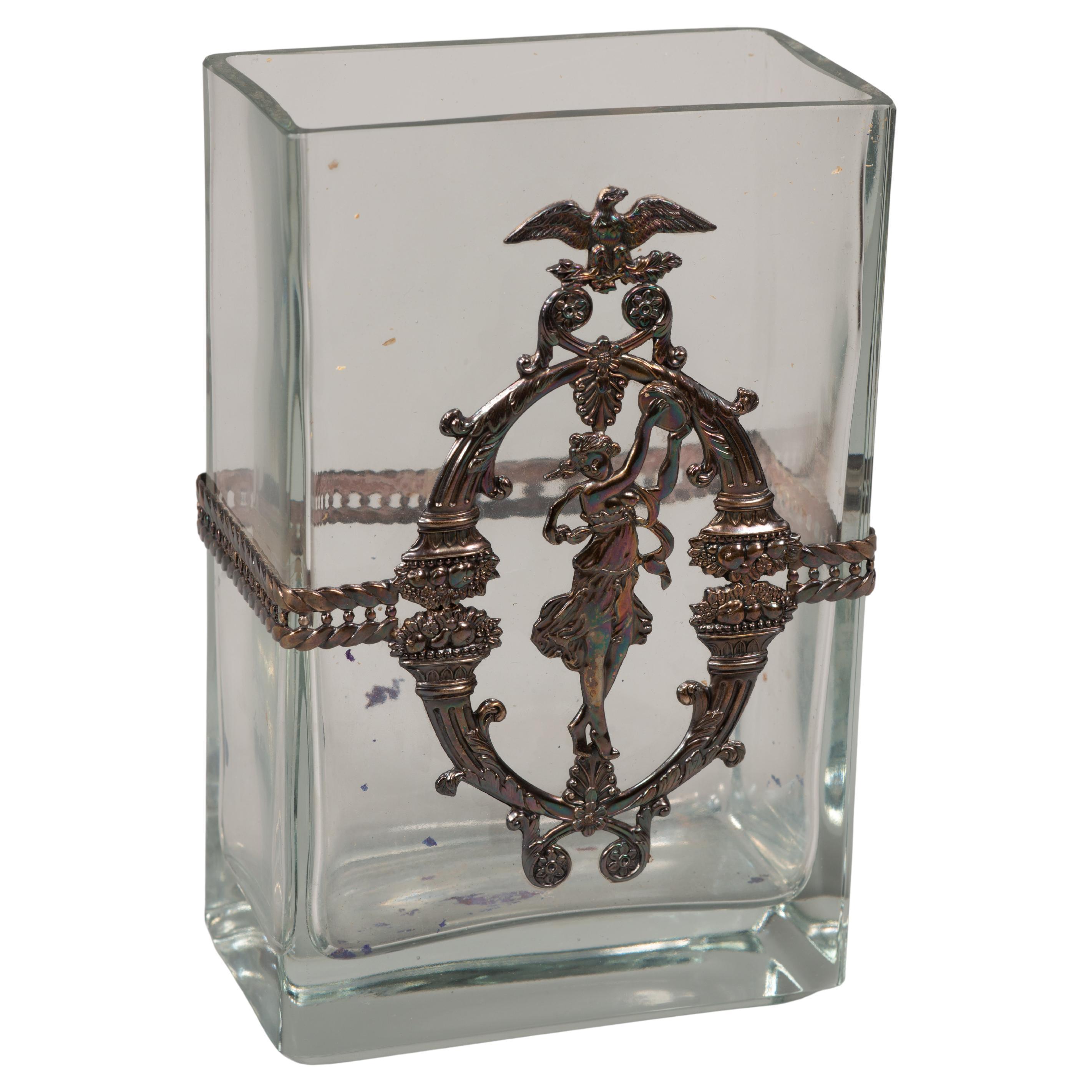 Vaso modernista. Vetro, metallo. Portogallo, Topazio Casquinha, circa 1900. in vendita