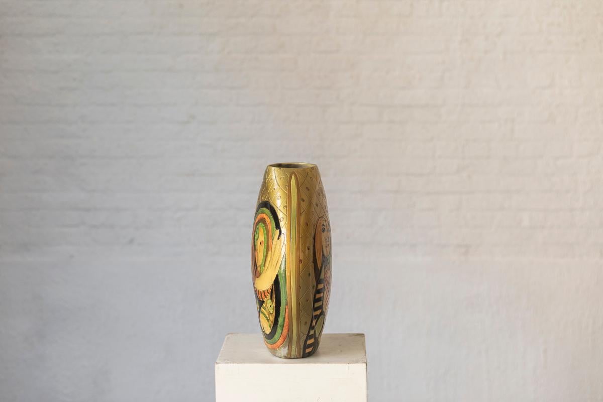 Modernist vase with Picasso inspired ornaments, rather large size, 1970’s 3