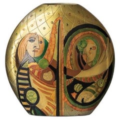 Modernist vase with Picasso inspired ornaments, rather large size, 1970’s