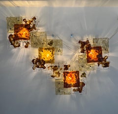 Modernist Venini Patchwork Hand Blown Panel by Toni Zuccheri from 70s