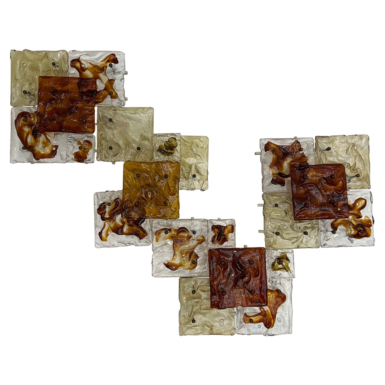 Panel modernista Venini Patchwork soplado a mano por Toni Zuccheri de los años 70