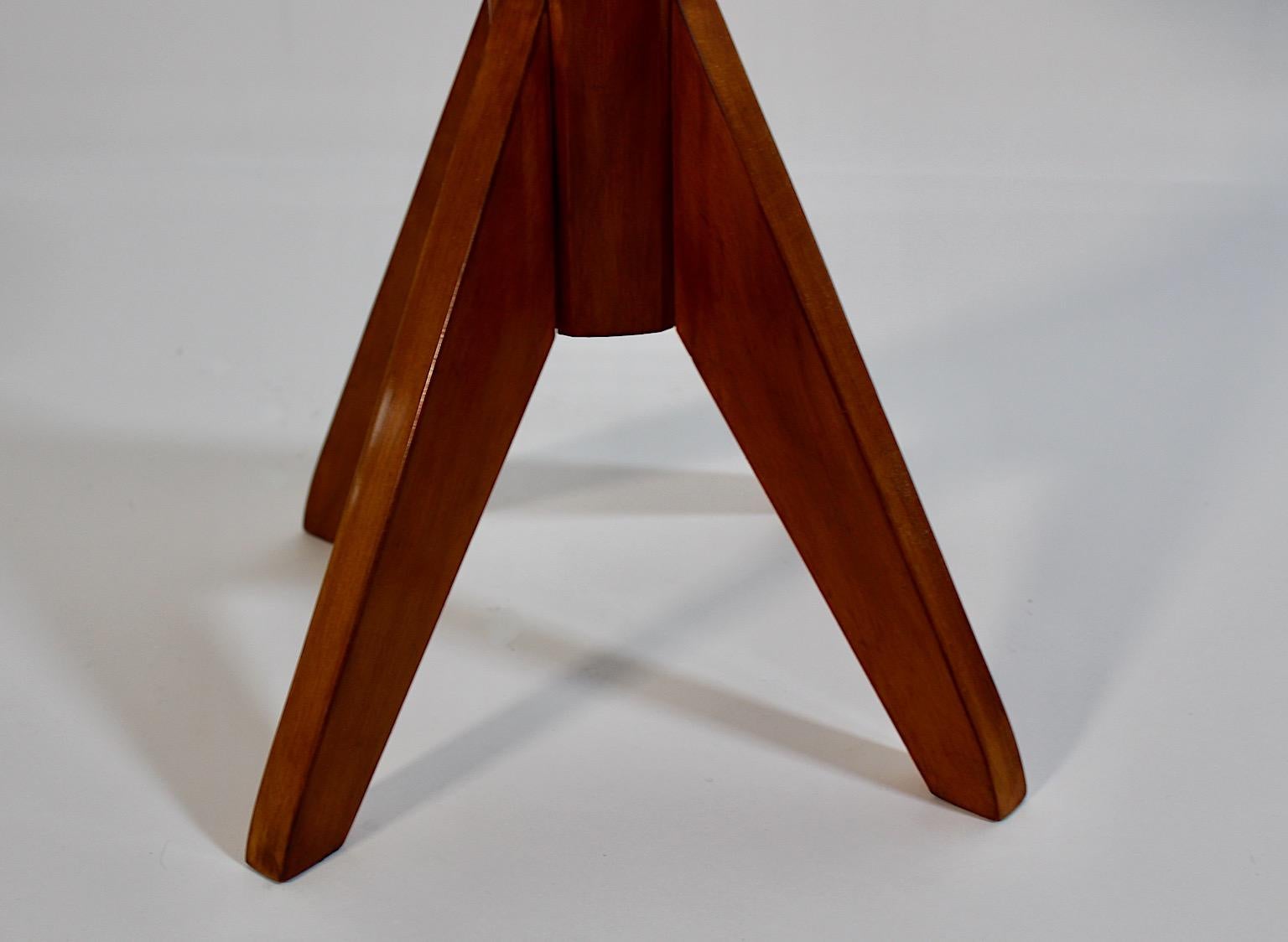 Modernist Vintage Beech Swiveling Stool 1970s Austria For Sale 1