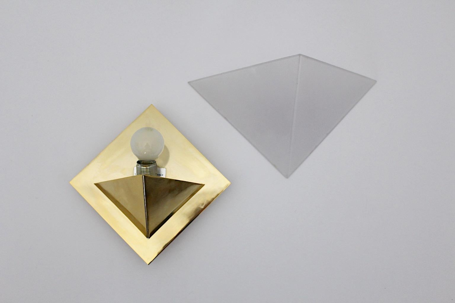 Modernist Vintage Brass Glass Sconces Wall Lights Up to Nine 1970s Italy For Sale 6