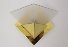 Modernist Vintage Brass Glass Sconces Wall Lights Up to Nine 1970s Italy