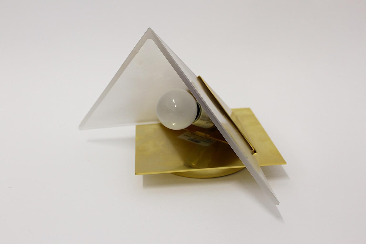 Art Deco Modernist Vintage Brass Glass Sconces Wall Lights Up to Nine 1970s Italy For Sale