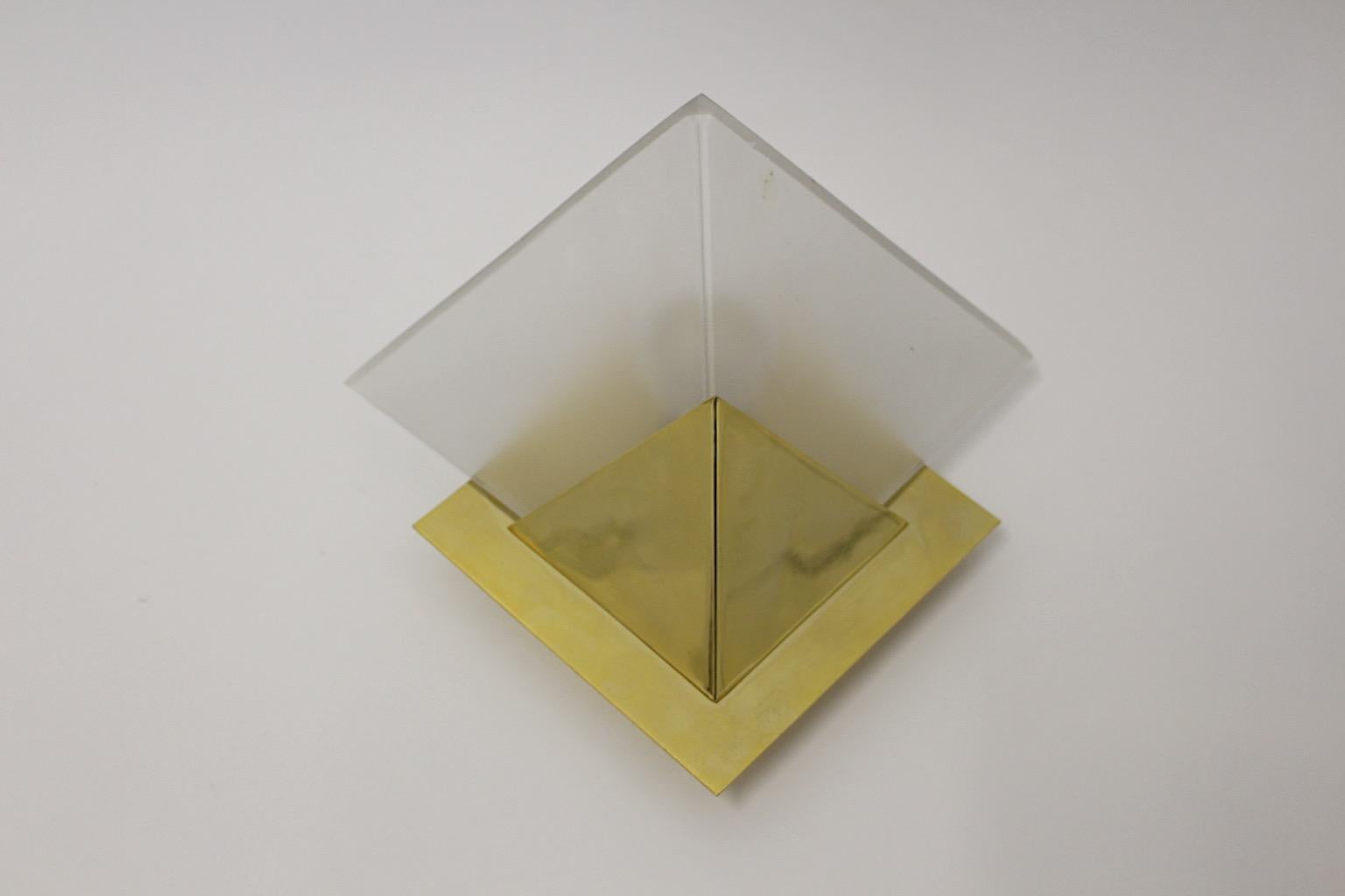 Italian Modernist Vintage Brass Glass Sconces Wall Lights Up to Nine 1970s Italy For Sale