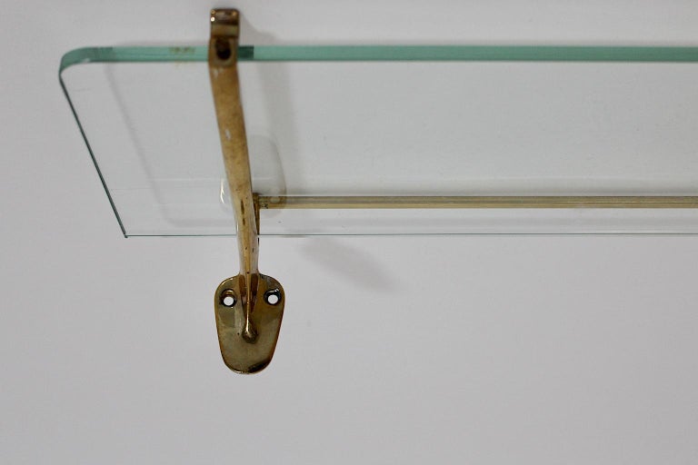 Modernist Vintage Brass Glass Shelf 1950s Italy For Sale at 1stDibs
