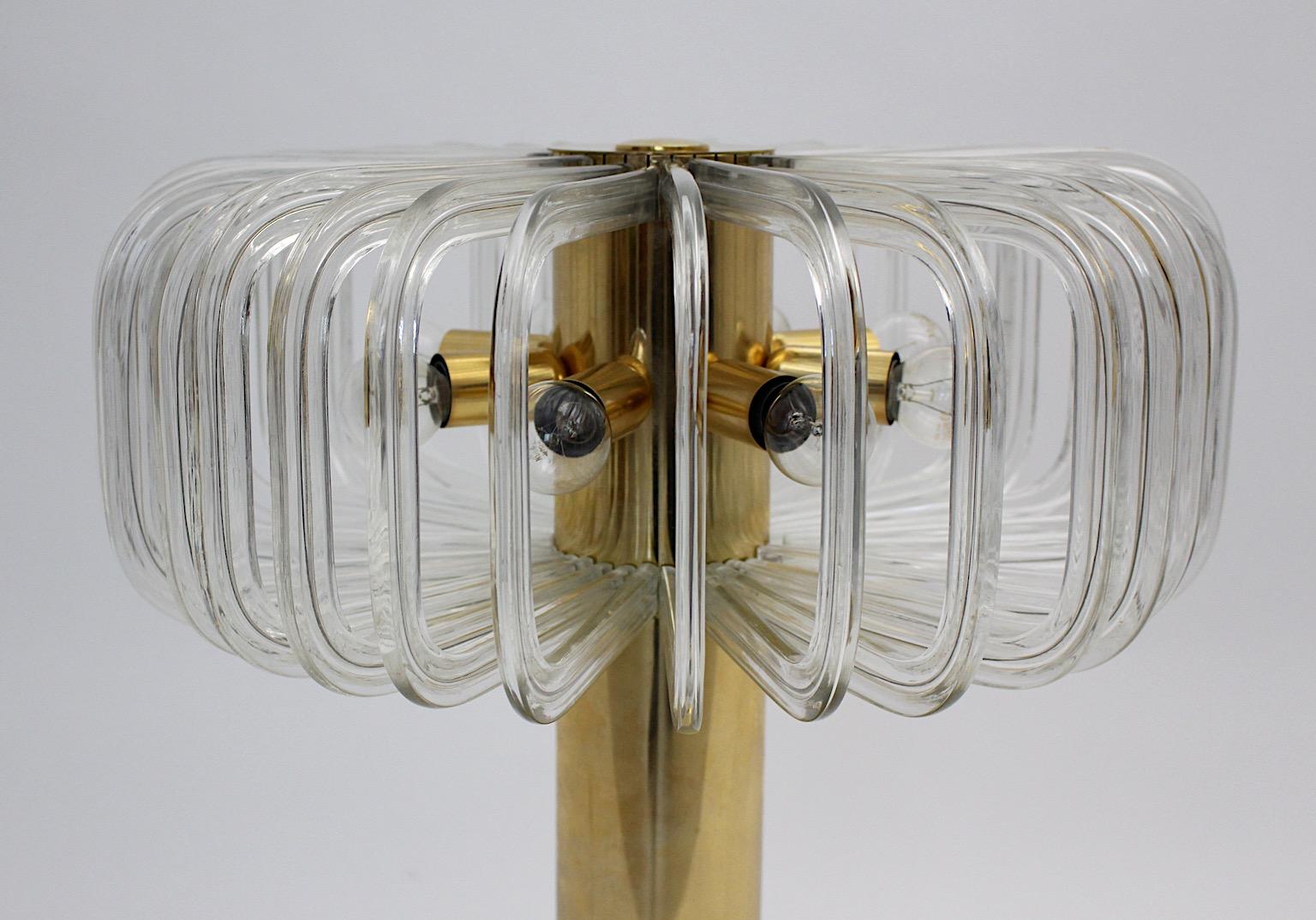 Modernist Vintage Brass Glass Table Lamp Cari Zalloni for Bakalowits 1960s For Sale 3