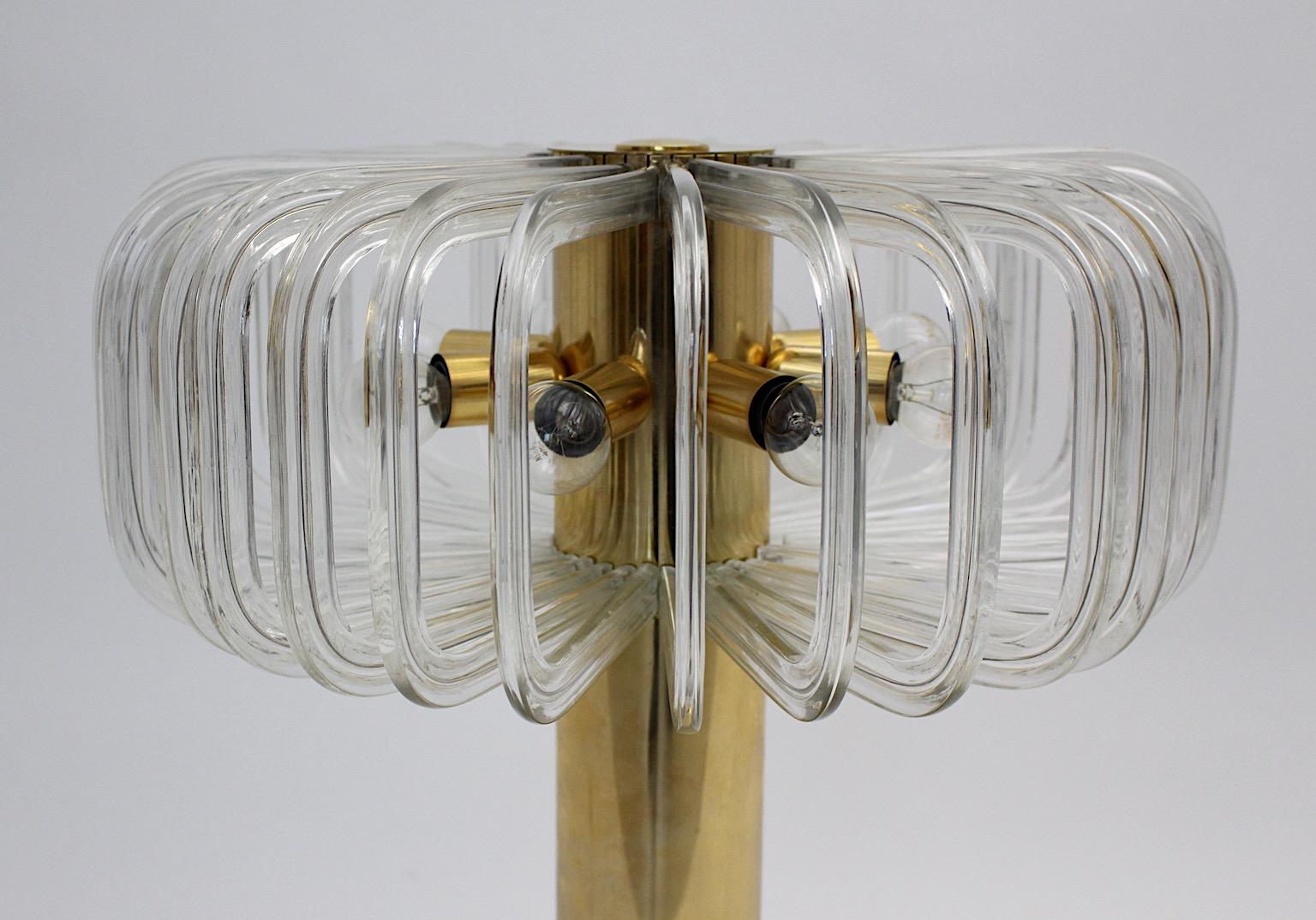 Modernist Vintage Brass Glass Table Lamp Cari Zalloni for Bakalowits 1960s  For Sale 3