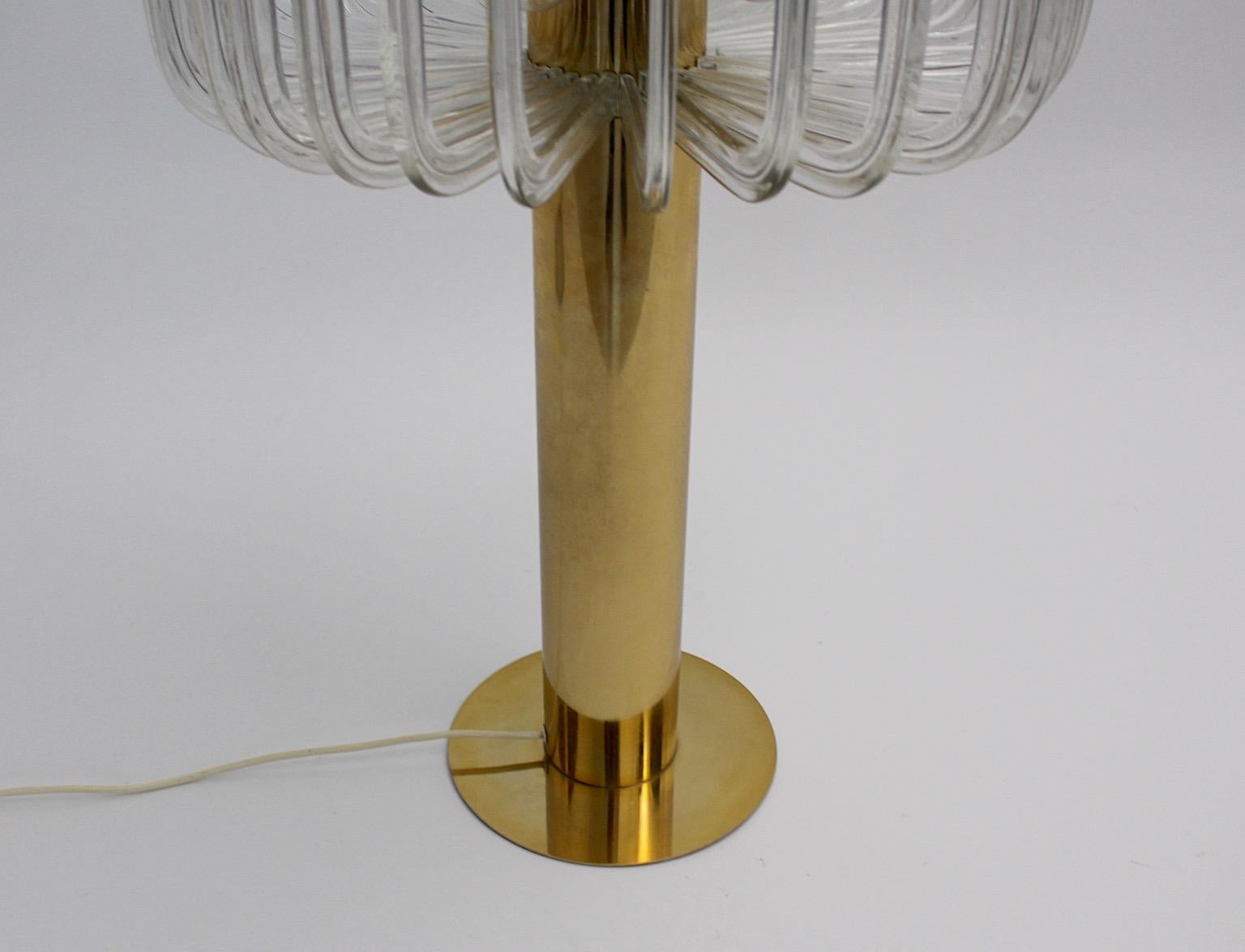 Modernist Vintage Brass Glass Table Lamp Cari Zalloni for Bakalowits 1960s  For Sale 6