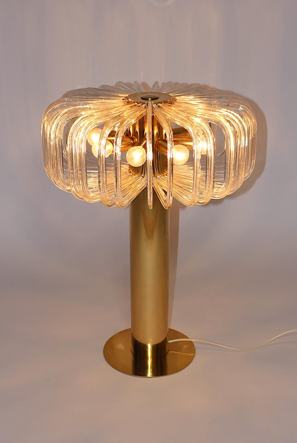 Modernist Vintage Brass Glass Table Lamp Cari Zalloni for Bakalowits 1960s  For Sale 10