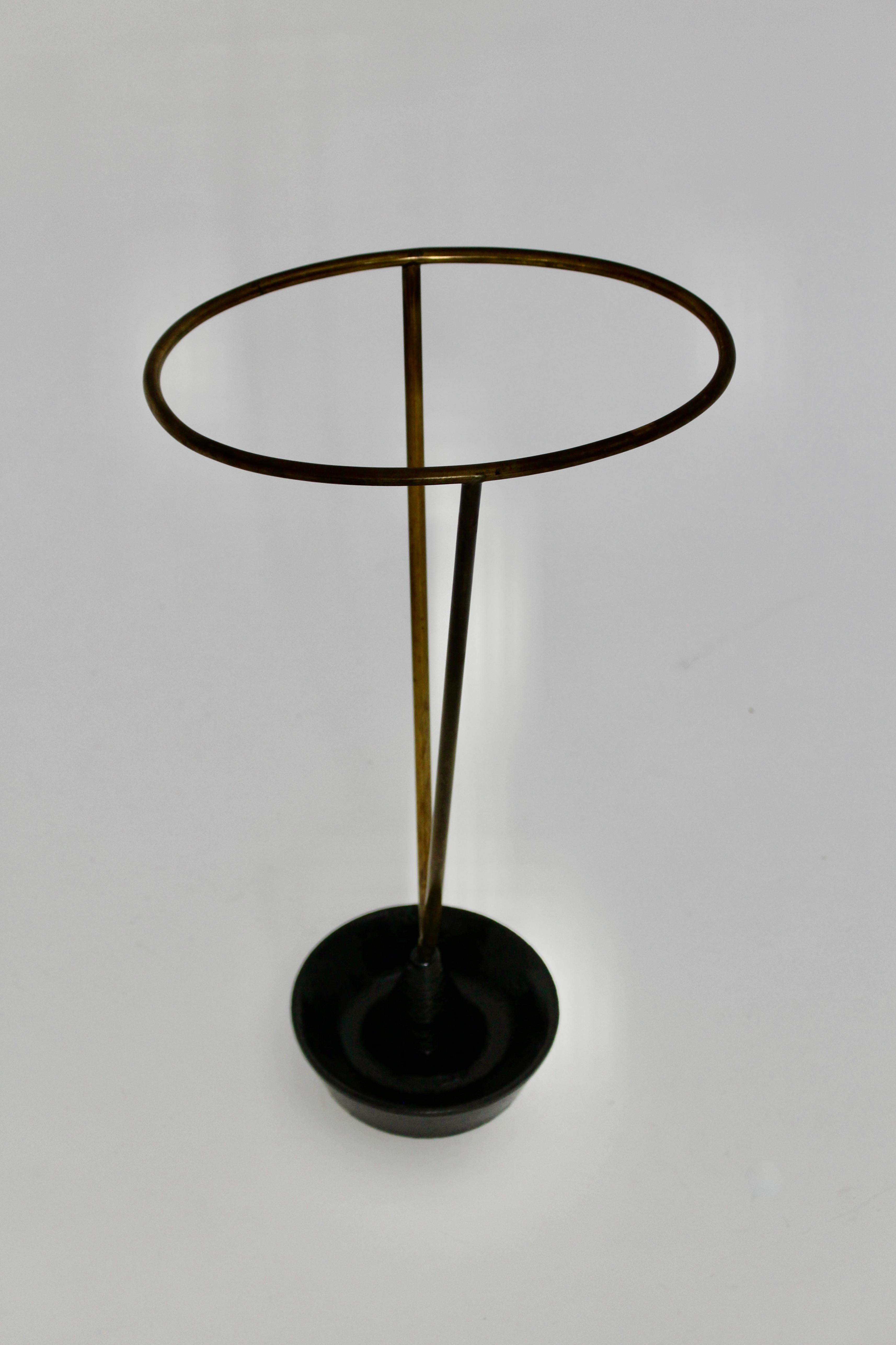 Mid-20th Century Modernist Vintage Brass Metal Umbrella Stand Cane Holder Carl Auböck 1950 Vienna For Sale