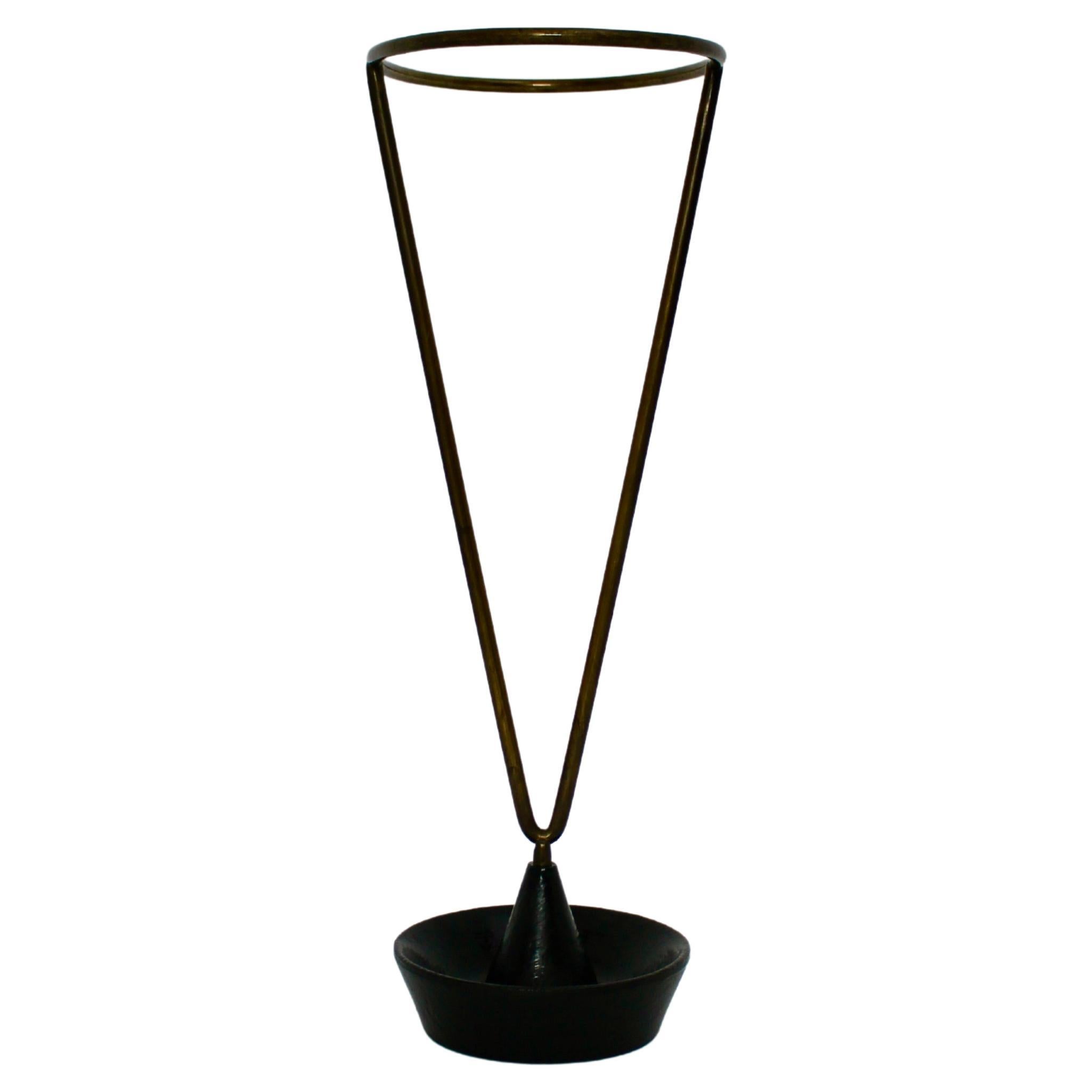 Modernist Vintage Brass Metal Umbrella Stand Cane Holder Carl Auböck 1950 Vienna For Sale