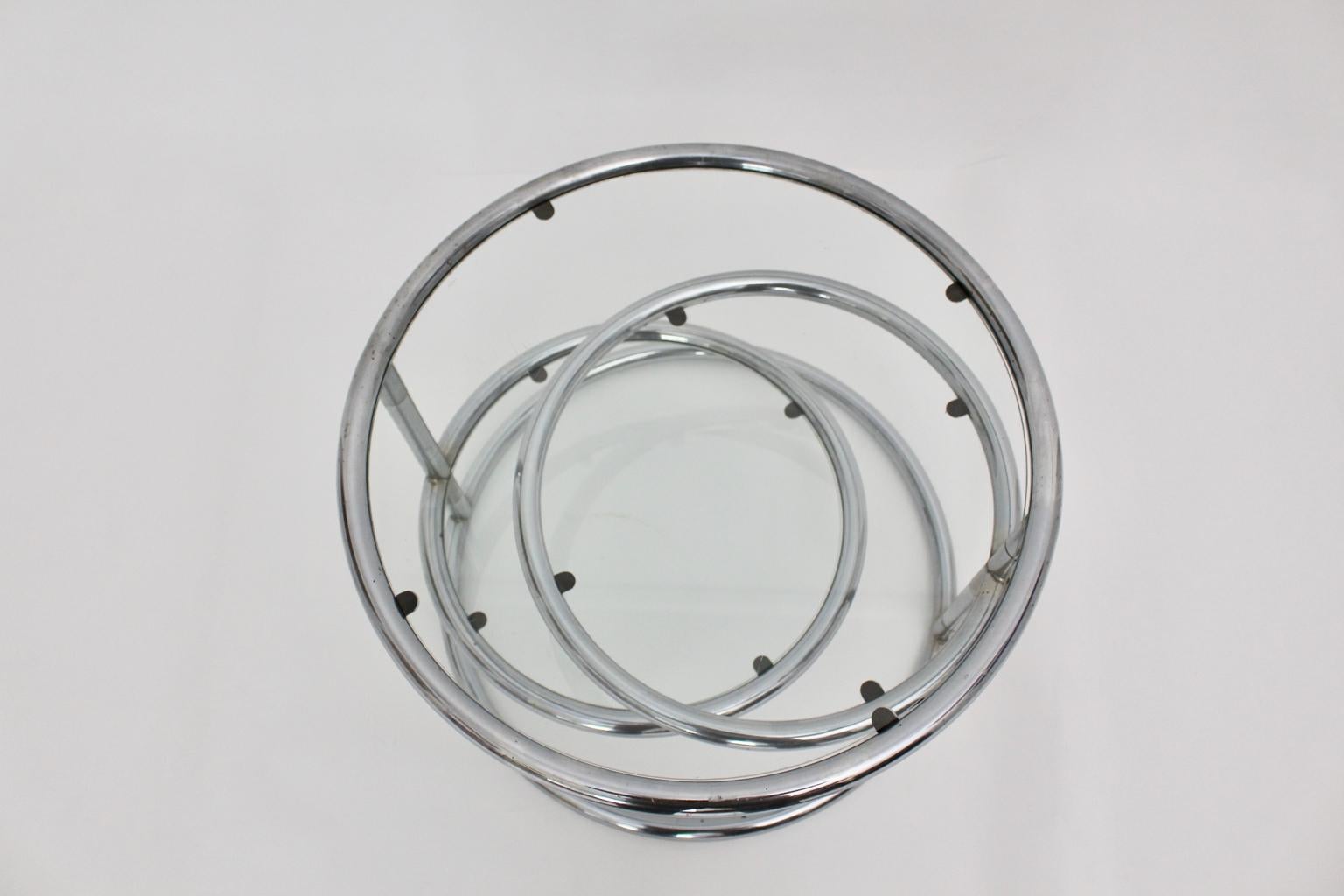 Late 20th Century Modernist Vintage Chromed Glass Swiveling Coffee Table, circa 1970