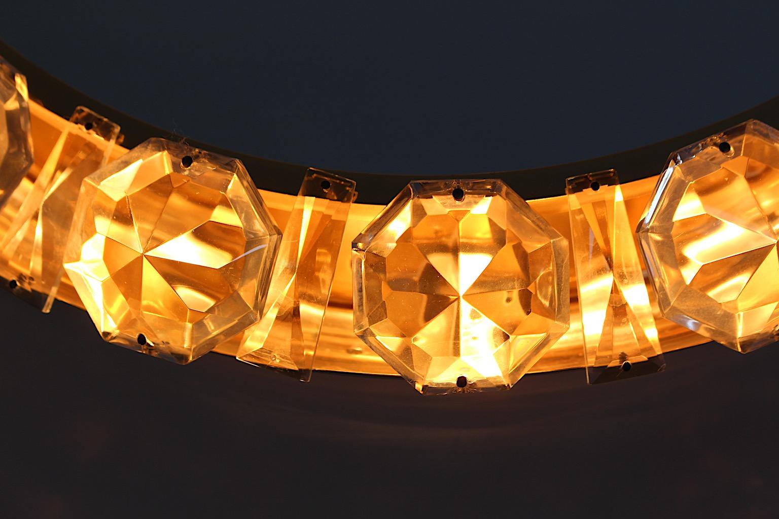Specchio da parete modernista vintage circolare in vetro trasparente e ottone retroilluminato Bakalowits 1960 in vendita 3