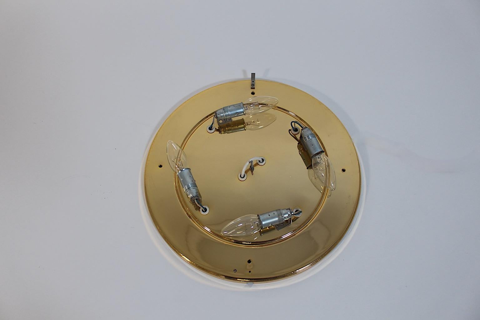 Modernist Vintage Circular Clear Glass Brass Wall Mirror Backlit Bakalowits 1960 For Sale 6