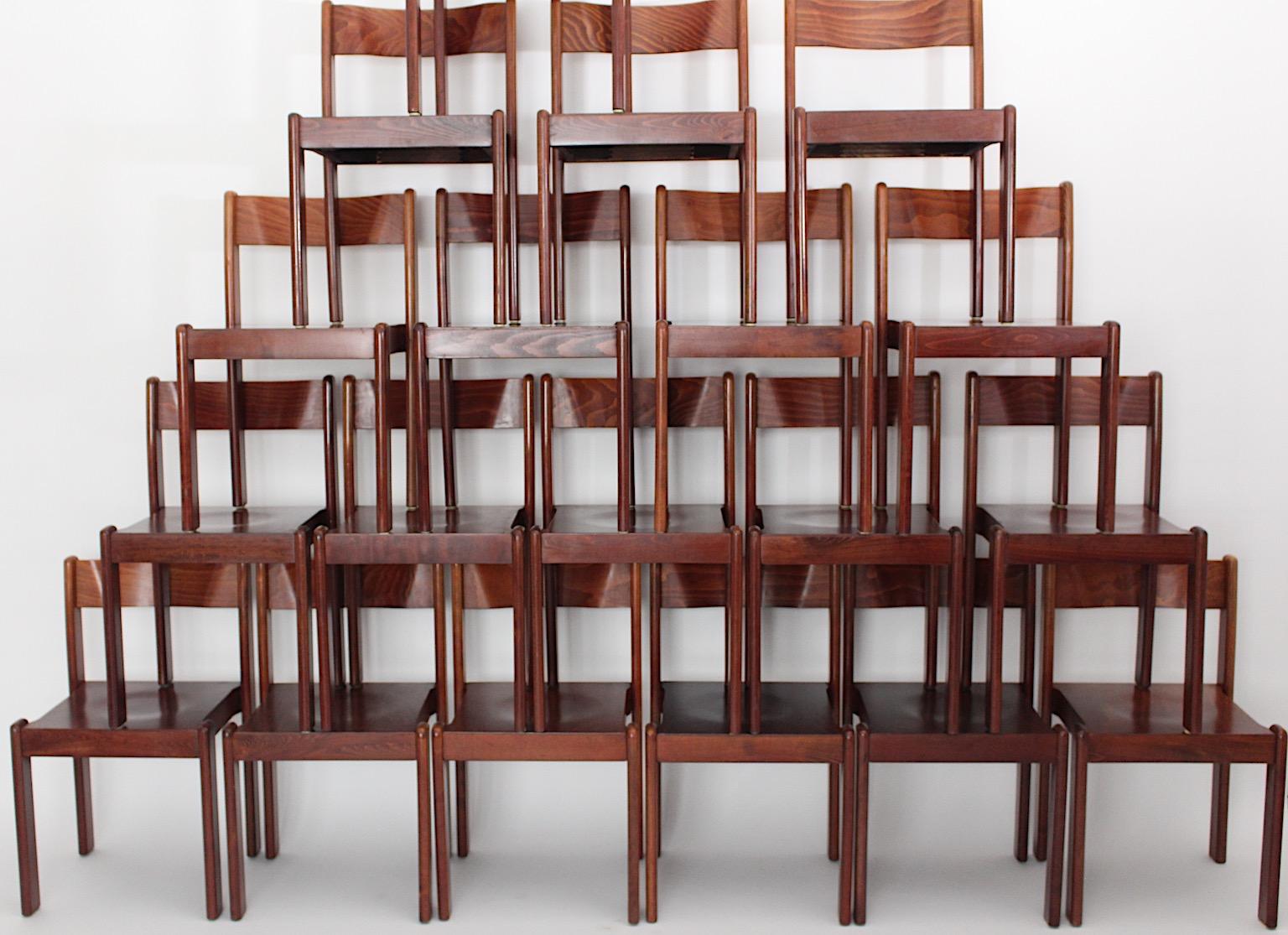 Late 20th Century Modernist Vintage Dining Chairs Brown Beech Up to Nineteen 1970s Italy For Sale