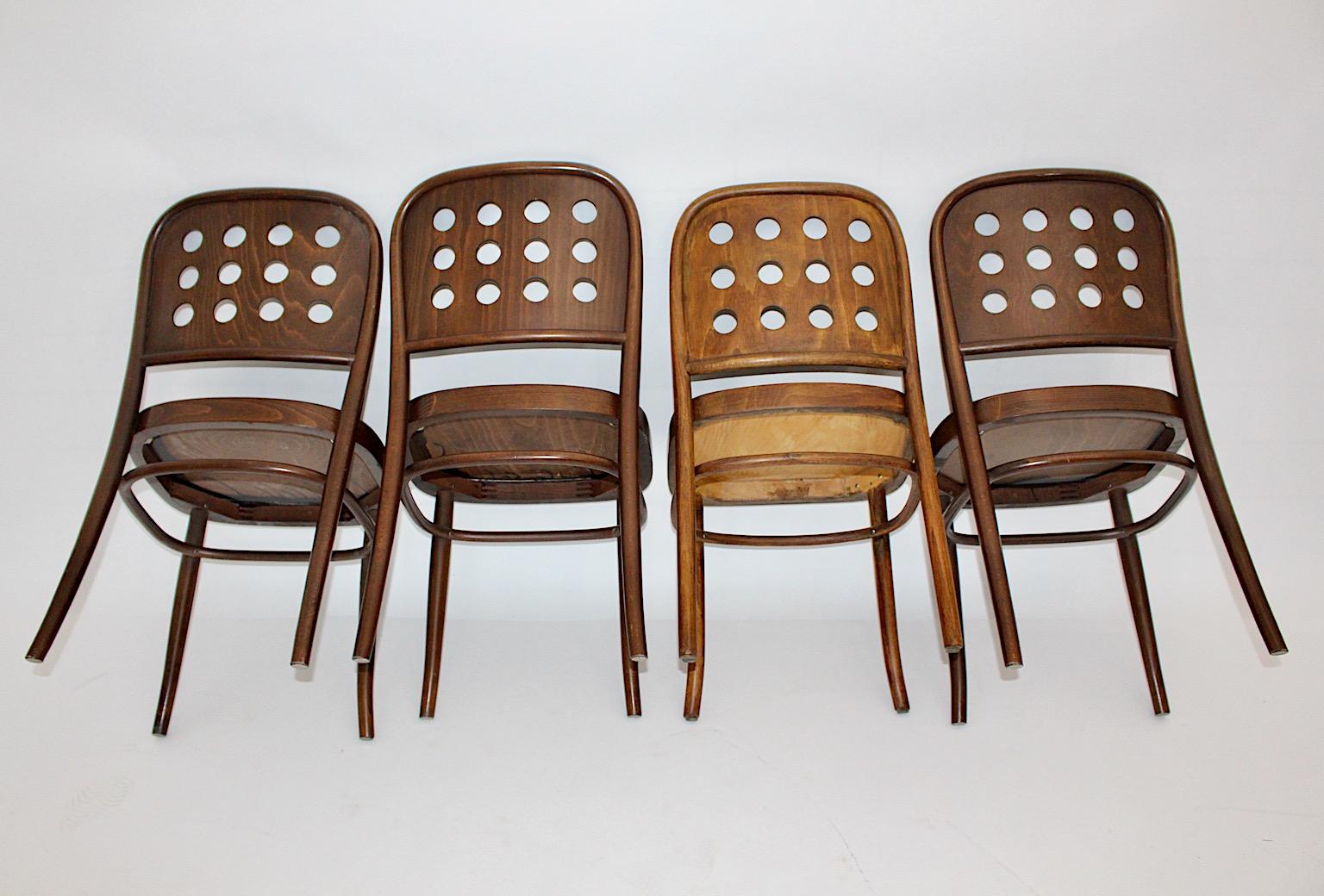 Modernist Vintage Four Brown Dining Chairs Style Josef Hoffmann, 1990s 3