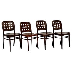 Modernist Vintage Four Brown Dining Chairs Style Josef Hoffmann, 1990s