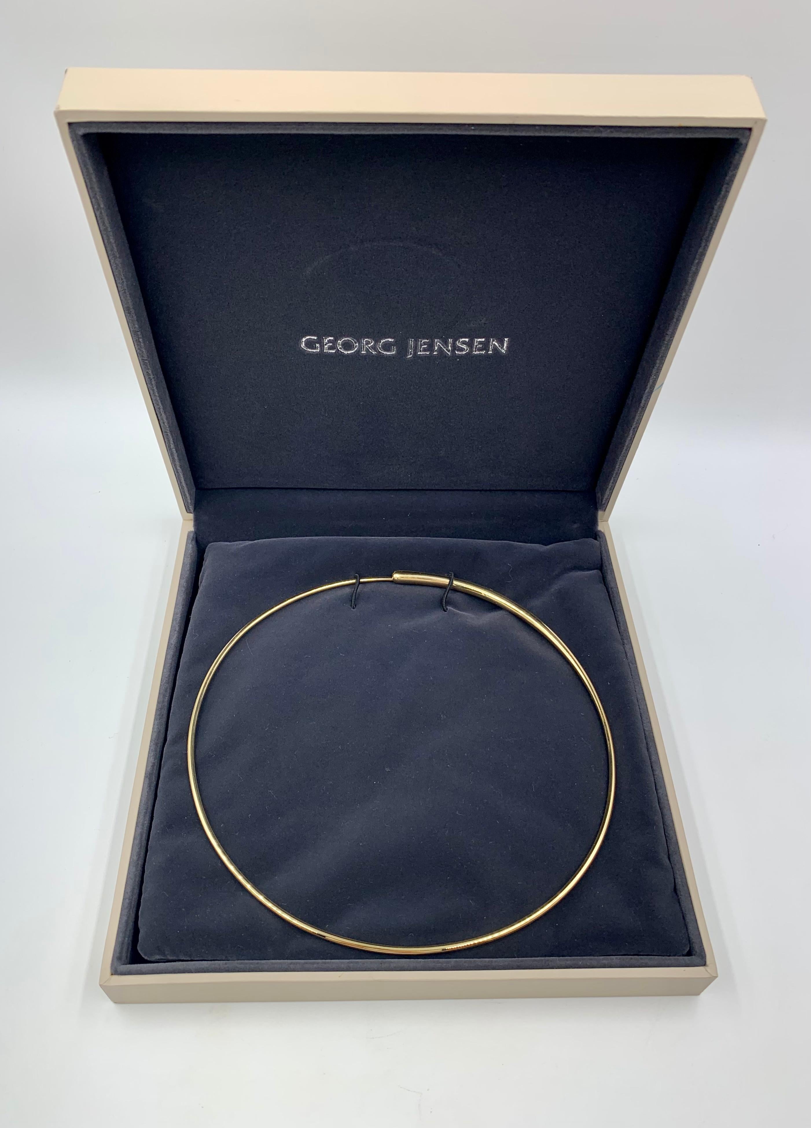 Modernist Georg Jensen 18K Yellow Gold Torque, Twin Disc Necklace, Jacqueline Rabun, 2004 For Sale