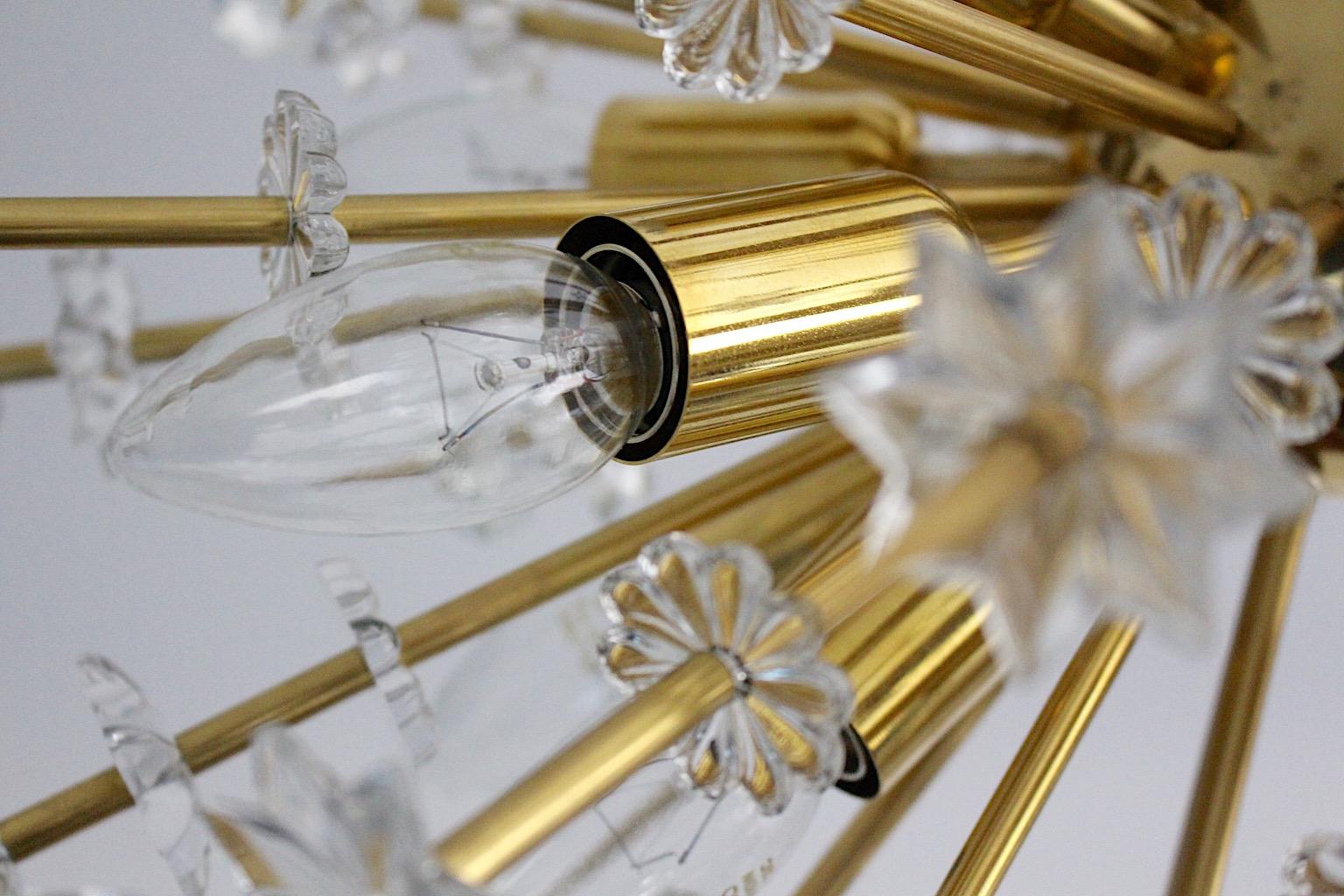 Modernist Vintage Glass Brass Gold Sputnik Chandelier Bakalowits Vienna 1972 For Sale 5