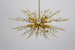 Modernist Vintage Glass Brass Gold Sputnik Chandelier Bakalowits Vienna 1972
