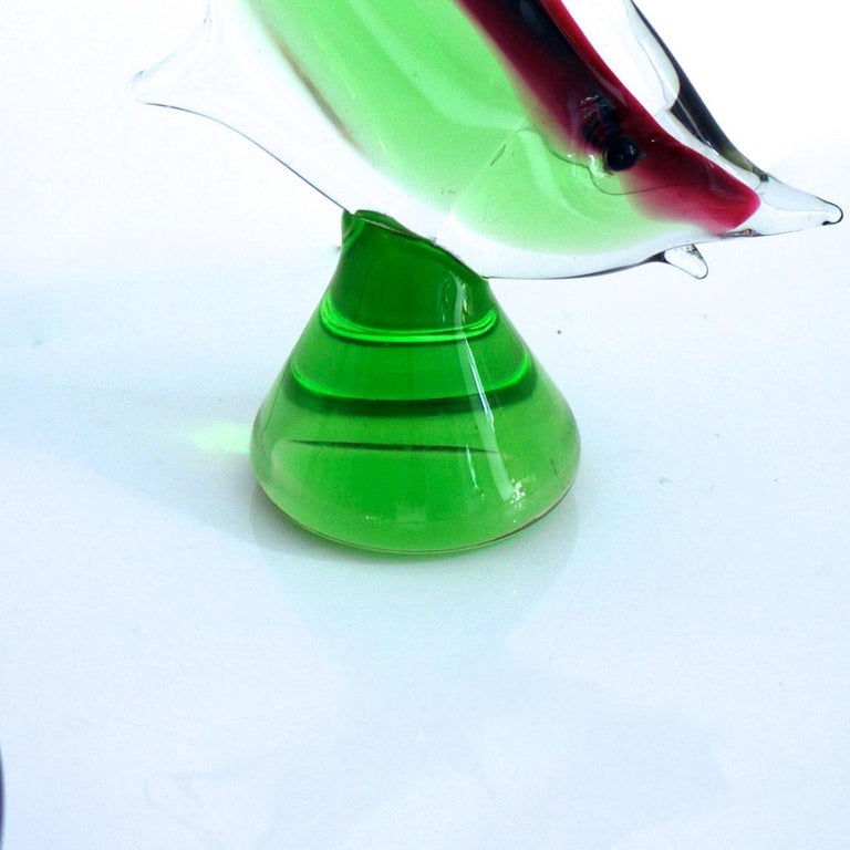 Modernist Vintage Murano Art Glass Fish Figurine On Pedestal Circa 1970 For Sale At 1stdibs