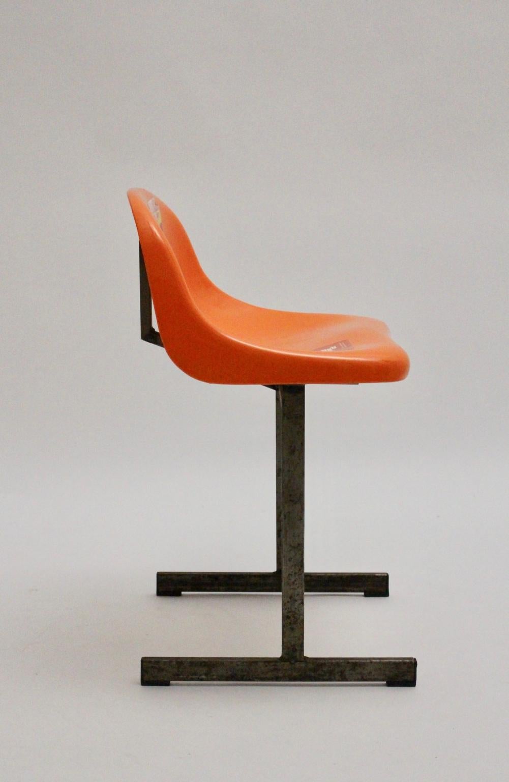 Space Age Vintage Orange Plastic Metal Chair 1970s For Sale 4