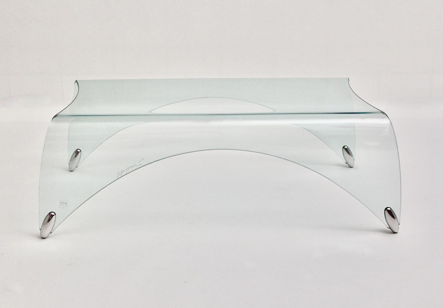 Modernist Vintage Organic Glass Sofa Table Massimo Iosa Ghini Fiam Italy 20th C For Sale 6