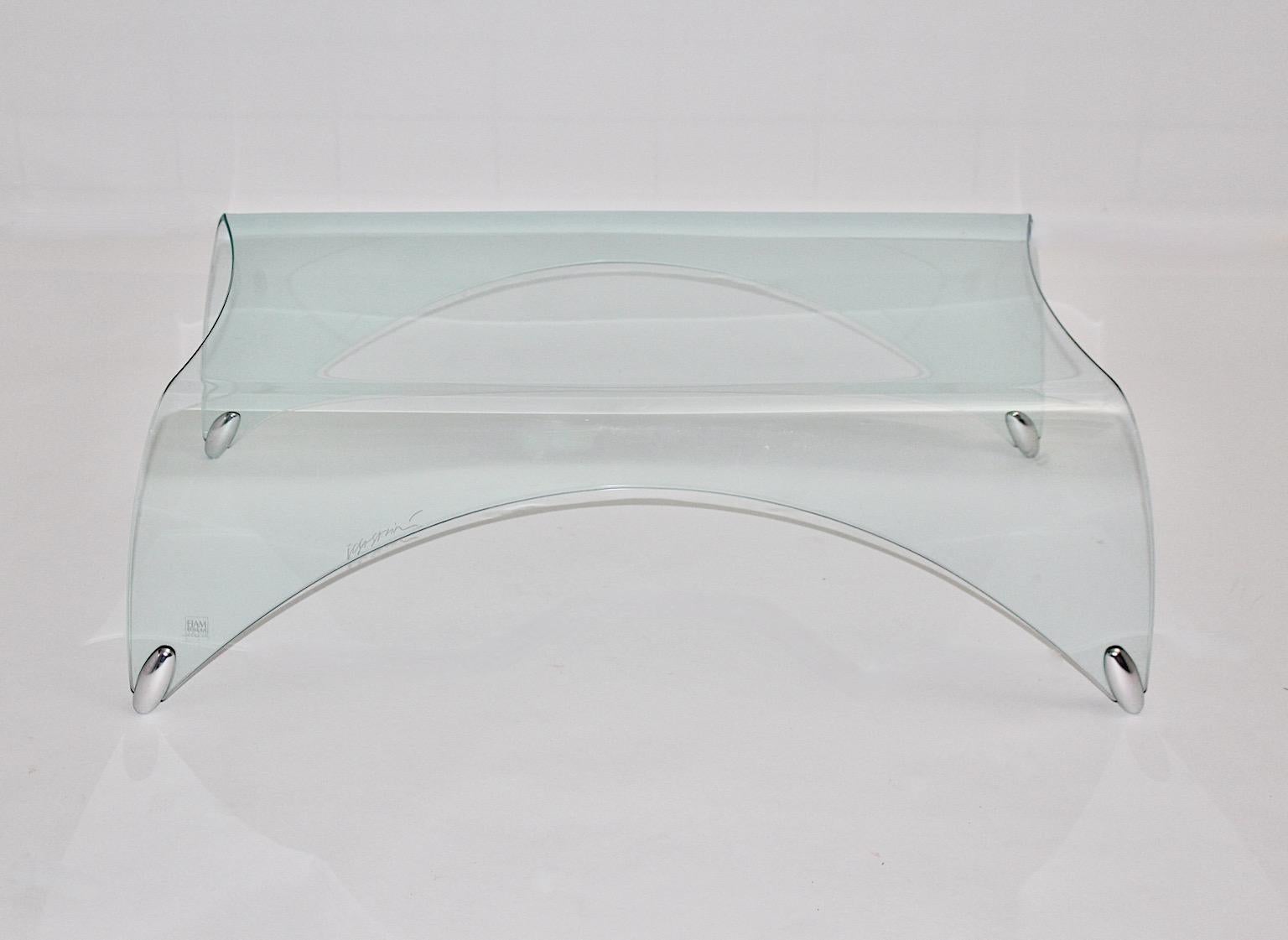 20ième siècle Table de canapé moderniste vintage en verre organique Massimo Iosa Ghini Fiam Italie 20ème siècle en vente