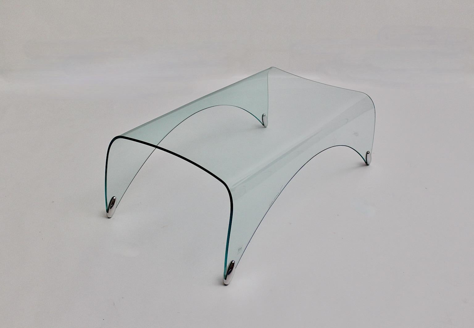Verre Table de canapé moderniste vintage en verre organique Massimo Iosa Ghini Fiam Italie 20ème siècle en vente