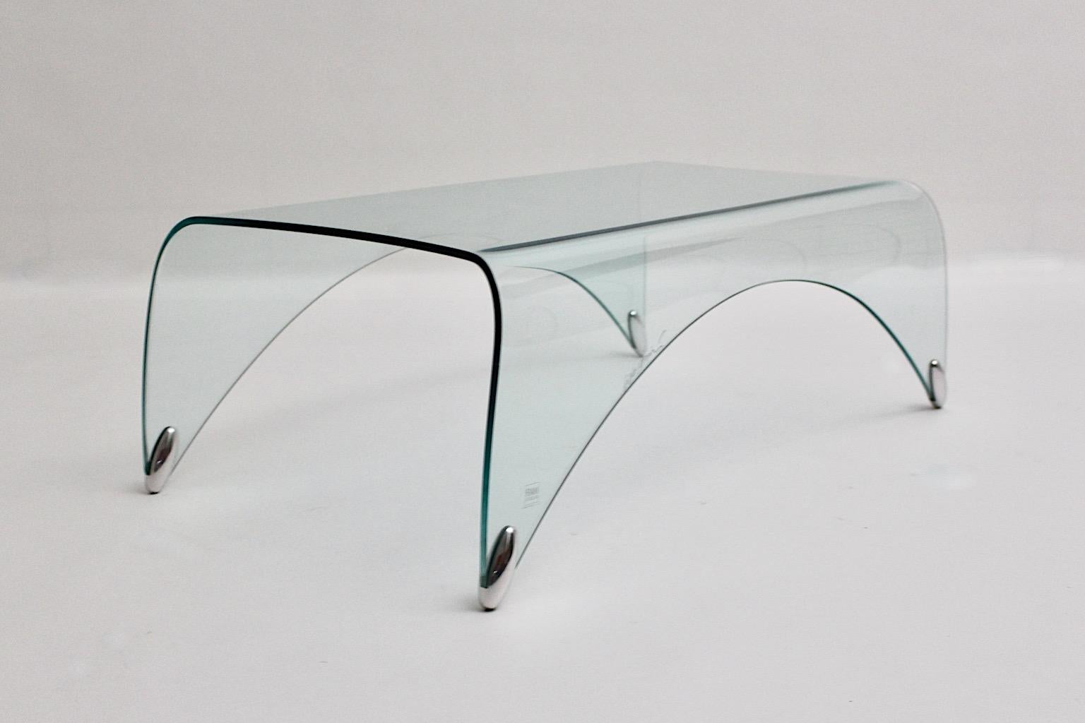 20th Century Modernist Vintage Organic Glass Sofa Table Massimo Iosa Ghini Fiam Italy 20th C For Sale