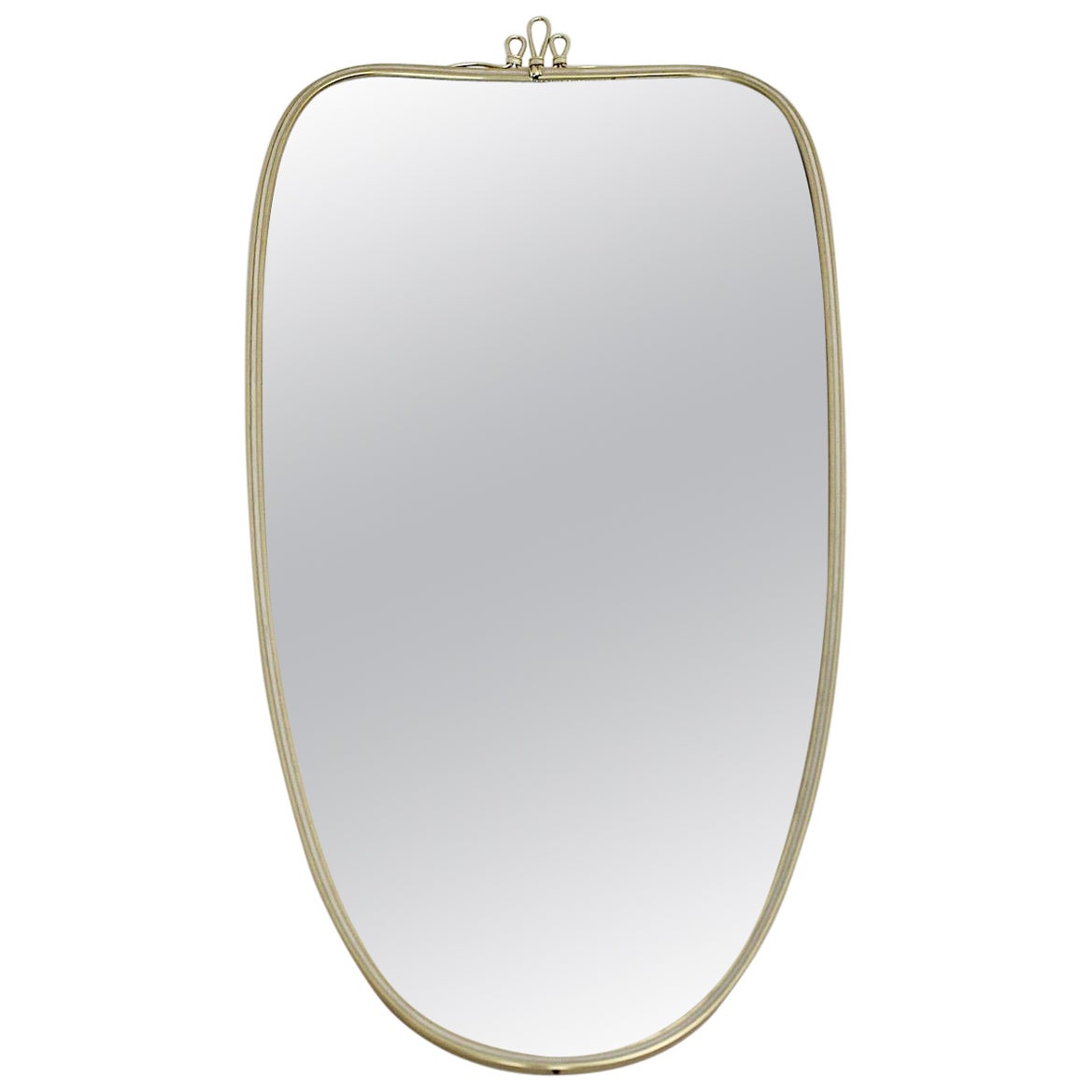 Miroir mural ovale moderniste vintage en métal doré, Italie, années 1950