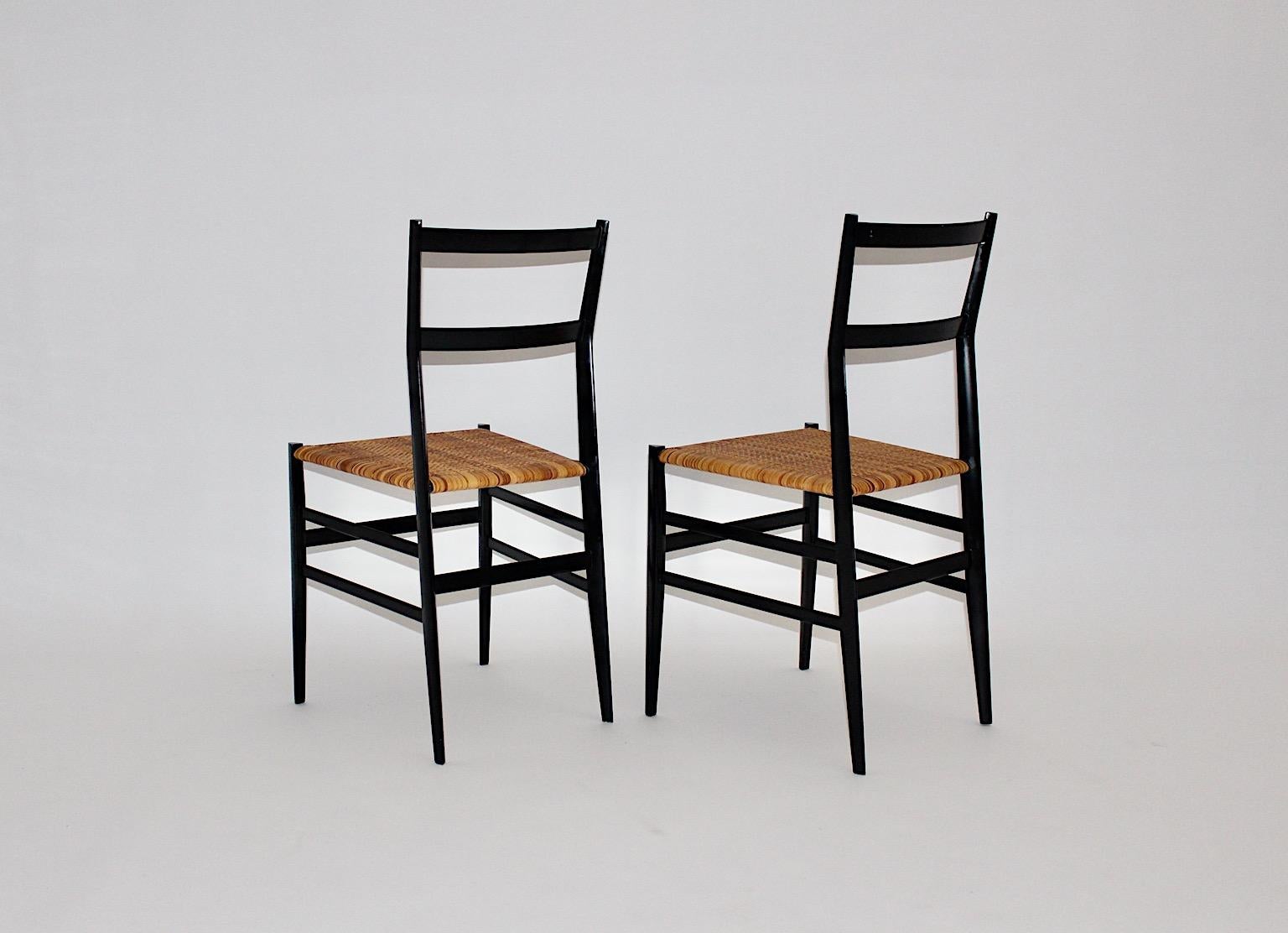 Modernist Vintage Pair Duo Superleggera Chair by Gio Ponti Cassina 1957 Italy For Sale 7
