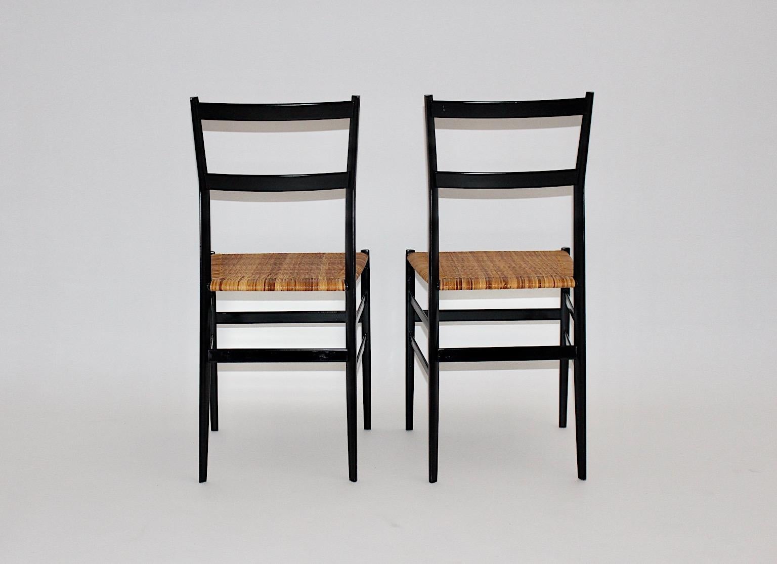 Modernist Vintage Pair Duo Superleggera Chair by Gio Ponti Cassina 1957 Italy For Sale 8